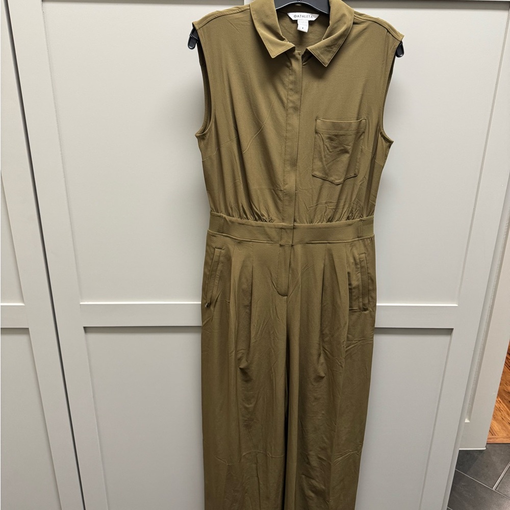Athleta Khaki Sleeveless Jumpsuit